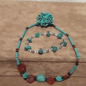 3 PC genuine turquoise set